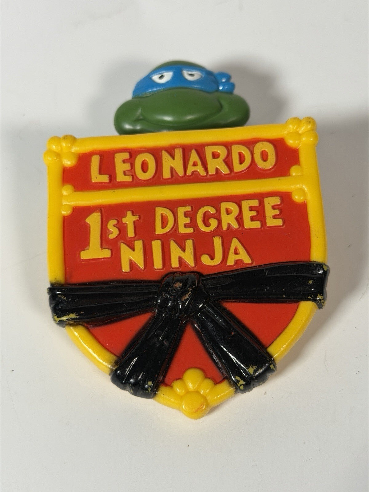 TMNT Leonardo 1st Degree Ninja Burger King Rad Badge Vintage Toy 1989 With Clip