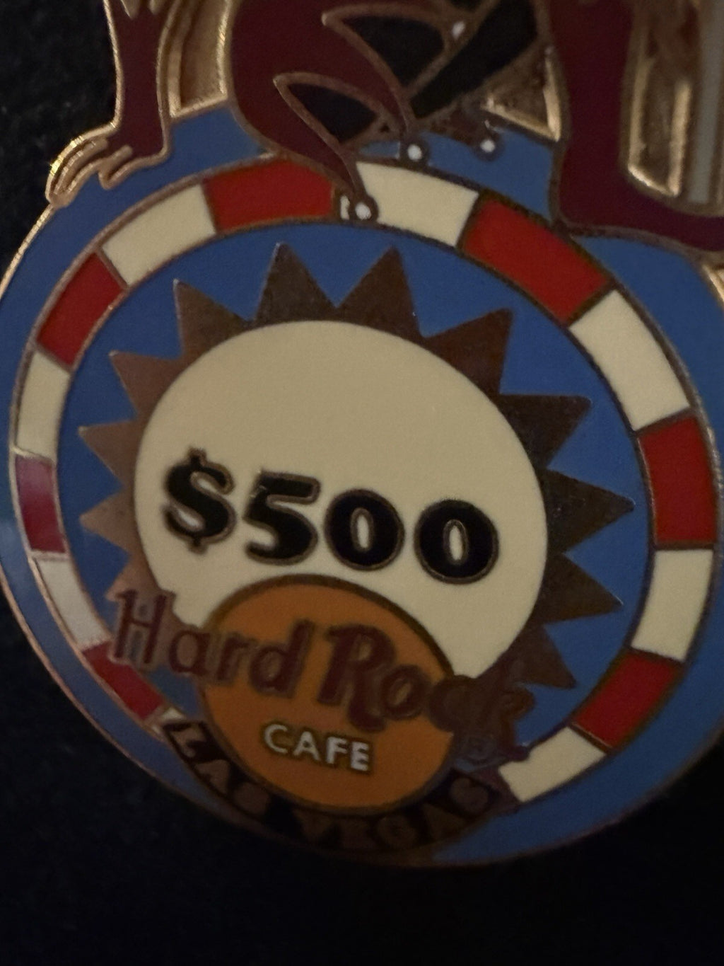 Hard Rock Cafe Las Vegas - Jester Sitting on $500 Chip Pin