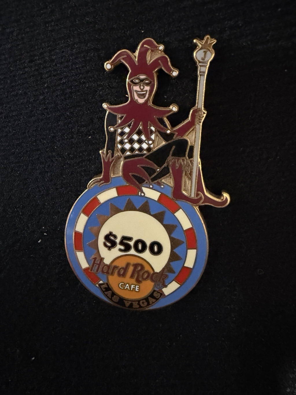 Hard Rock Cafe Las Vegas - Jester Sitting on $500 Chip Pin