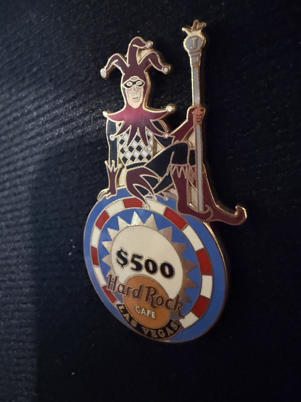 Hard Rock Cafe Las Vegas - Jester Sitting on $500 Chip Pin