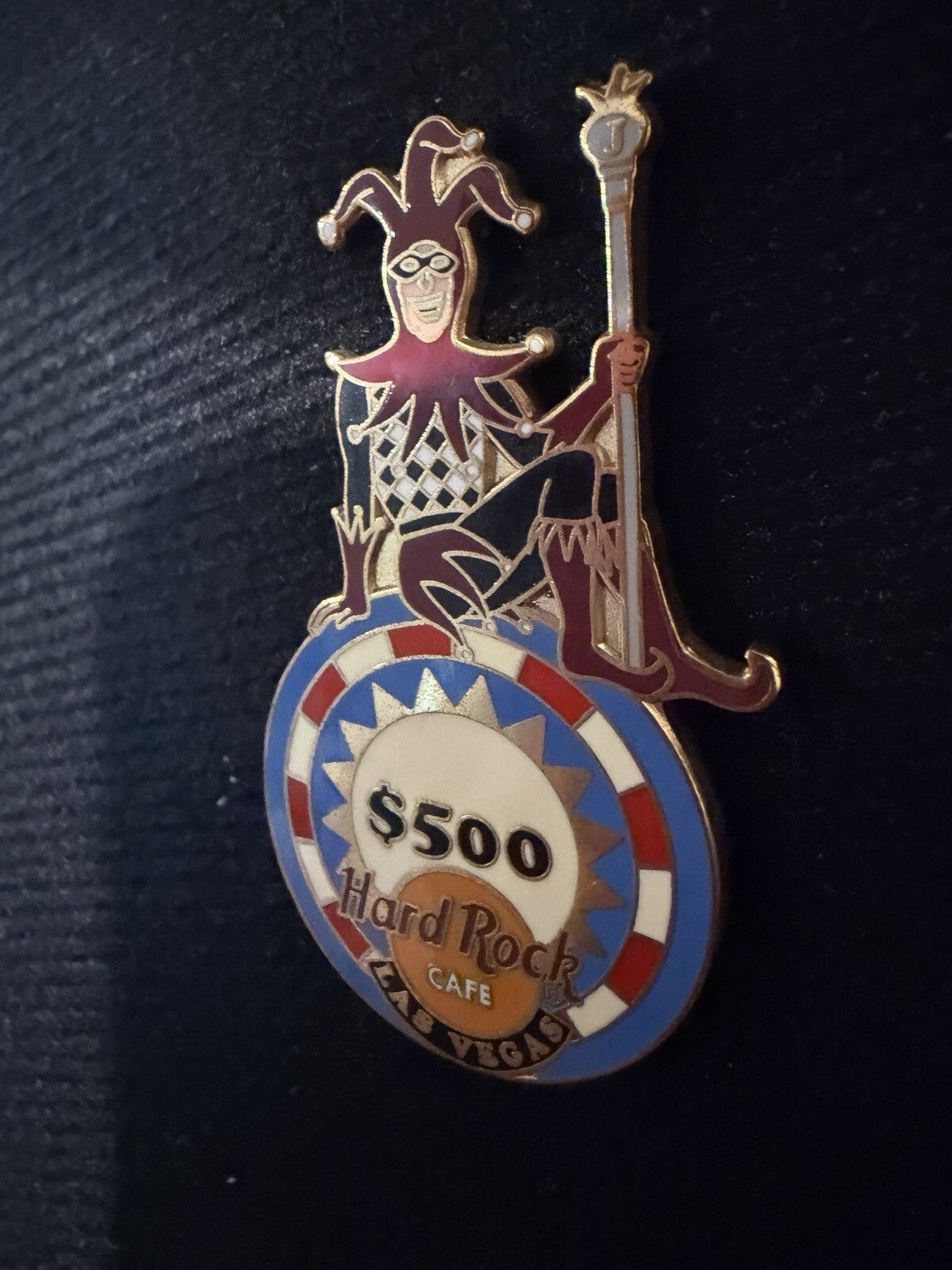 Hard Rock Cafe Las Vegas - Jester Sitting on $500 Chip Pin