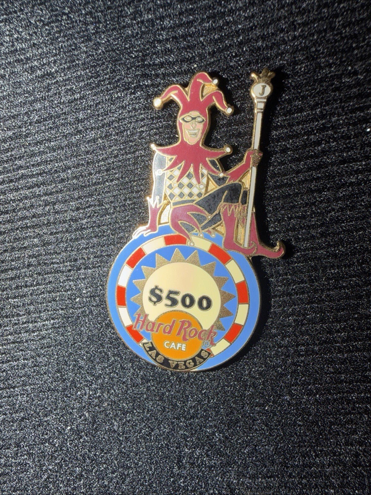 Hard Rock Cafe Las Vegas - Jester Sitting on $500 Chip Pin
