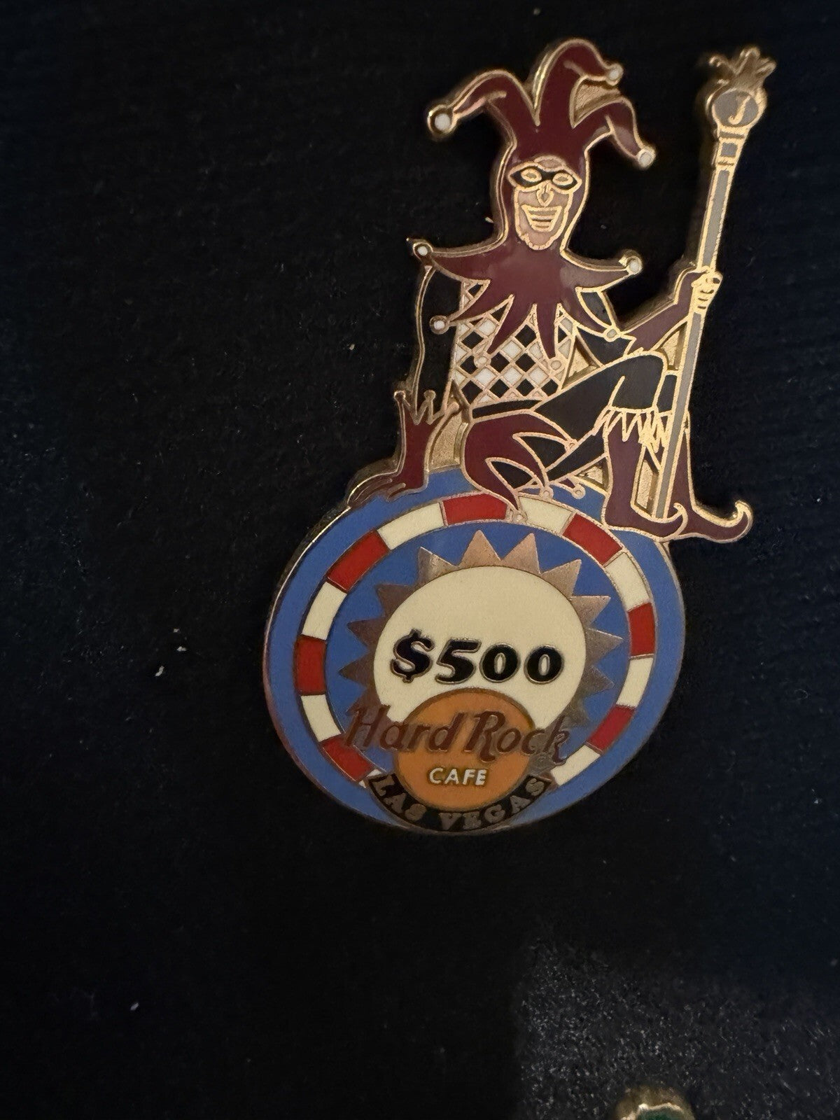 Hard Rock Cafe Las Vegas - Jester Sitting on $500 Chip Pin
