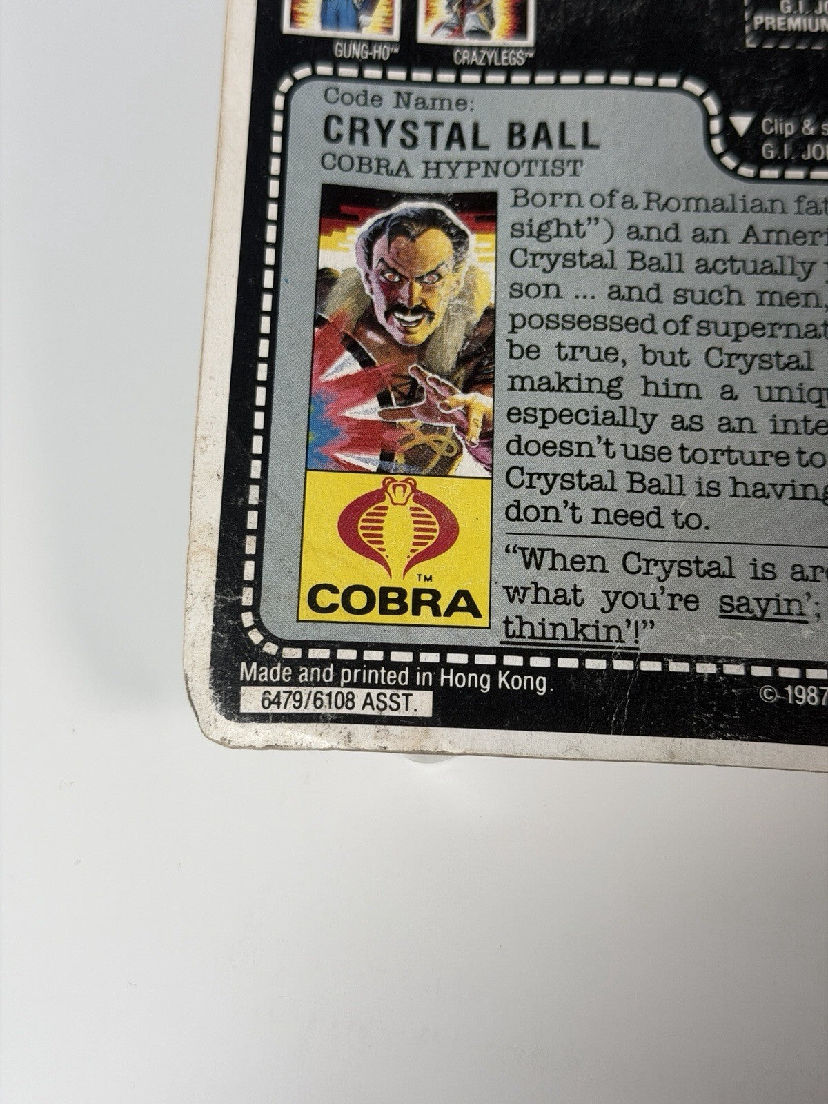 Hasbro G.I. Joe 1987 Crystal Ball Figure Fridge Sticker New On Card