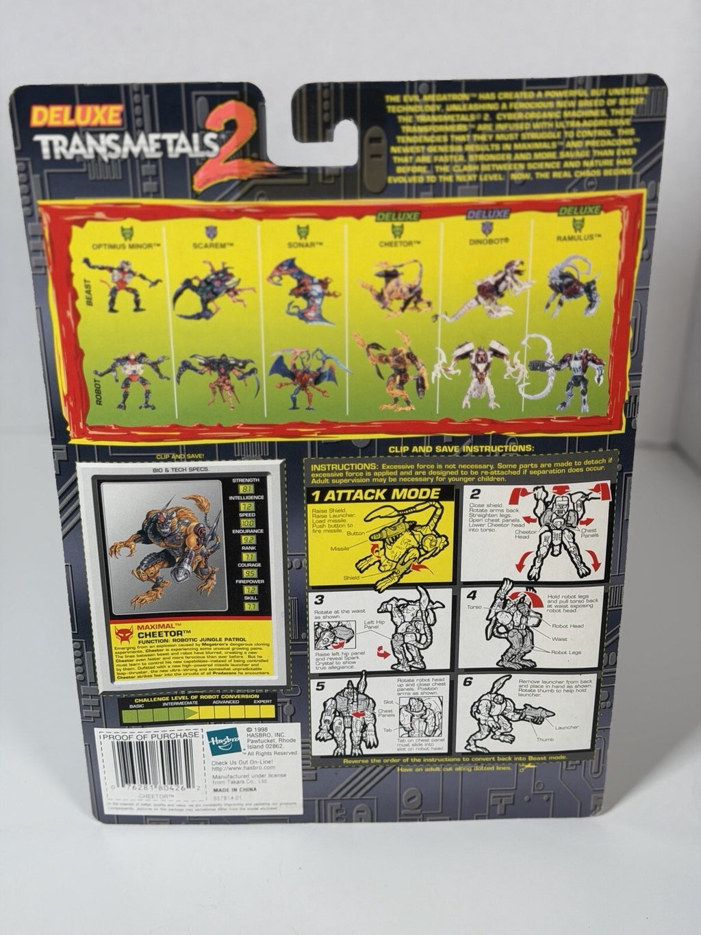 Beast Wars Brand New Sealed Transformers Transmetals 2 Cheetor (1998 Hasbro)