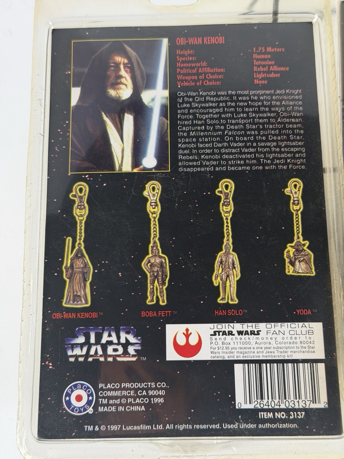 Vintage 1996 Star Wars Metal Die Cast Key Chain Set of 2 - Obi Wan, Yoda