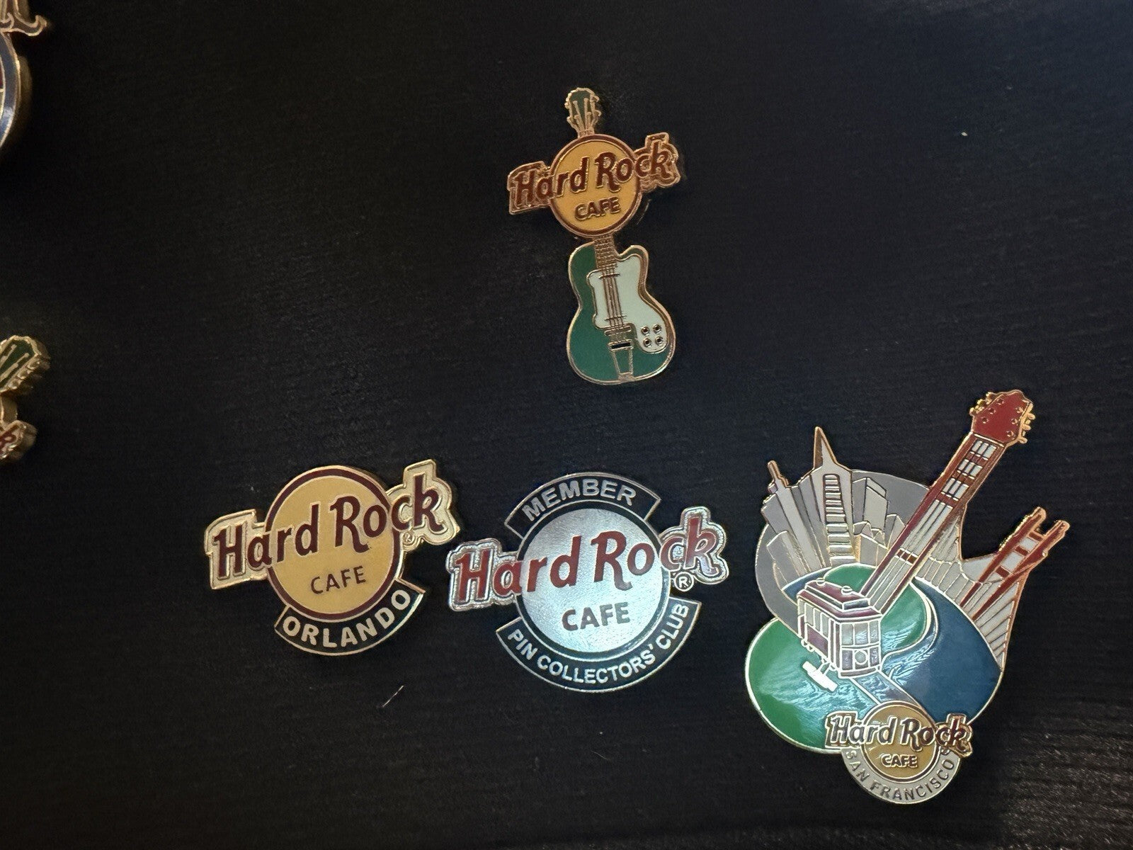 Hard Rock Cafe Pins- San Fran, Orlando, Collectors Club Guitar Pin