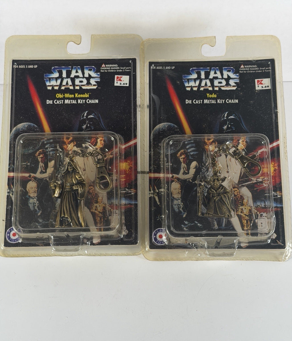 Vintage 1996 Star Wars Metal Die Cast Key Chain Set of 2 - Obi Wan, Yoda