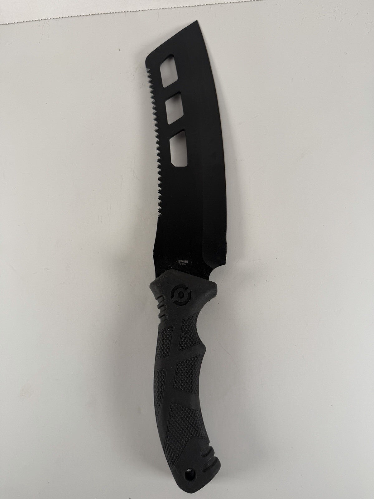 Fixed Blade Survival Knife Clip Point Combo Edge Serrated Spine Black…Snake Eye