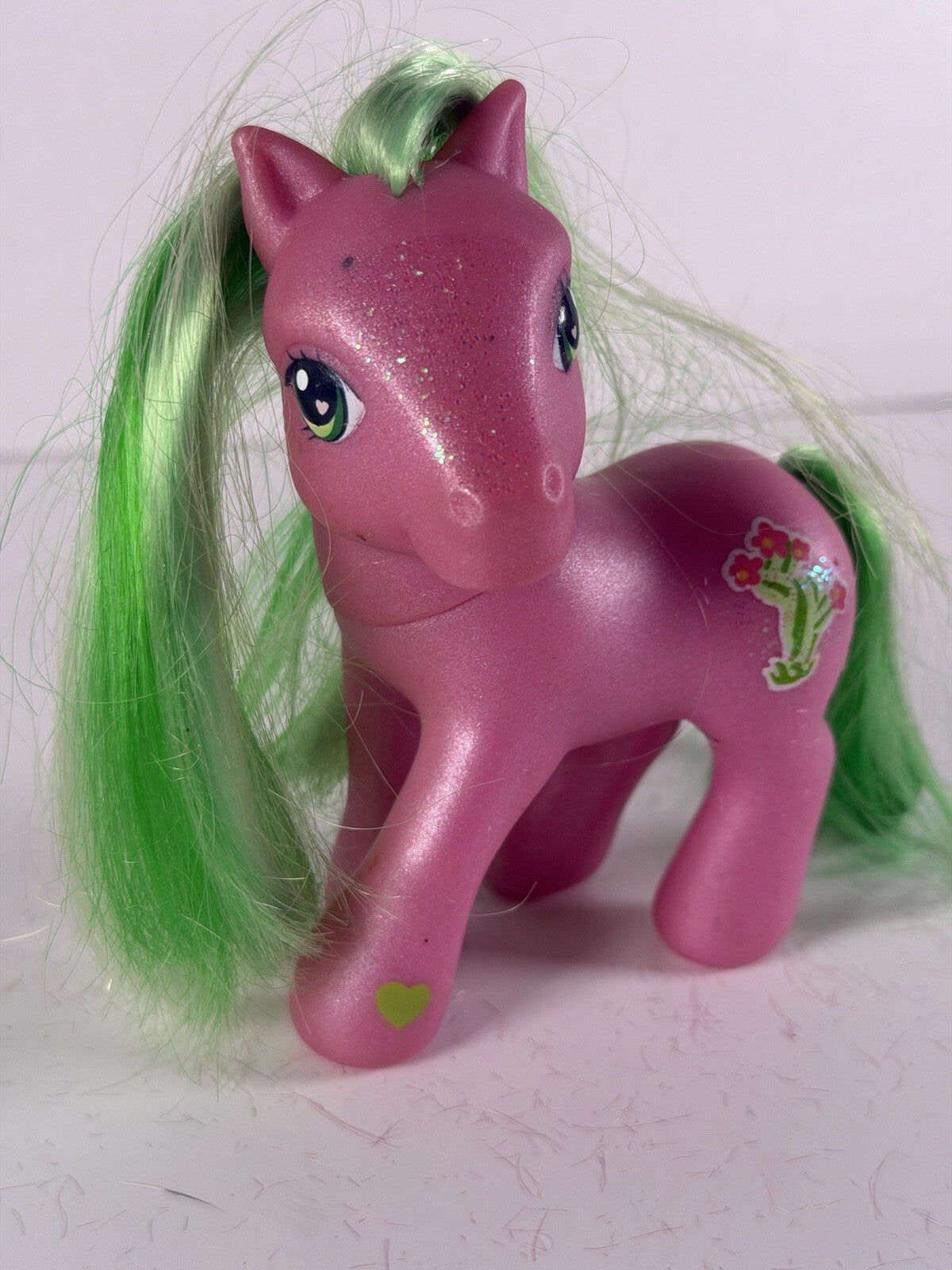 My Little Pony Sparkle Pony G3 2004 Pink with Green Hair Cactus Desert Blossom