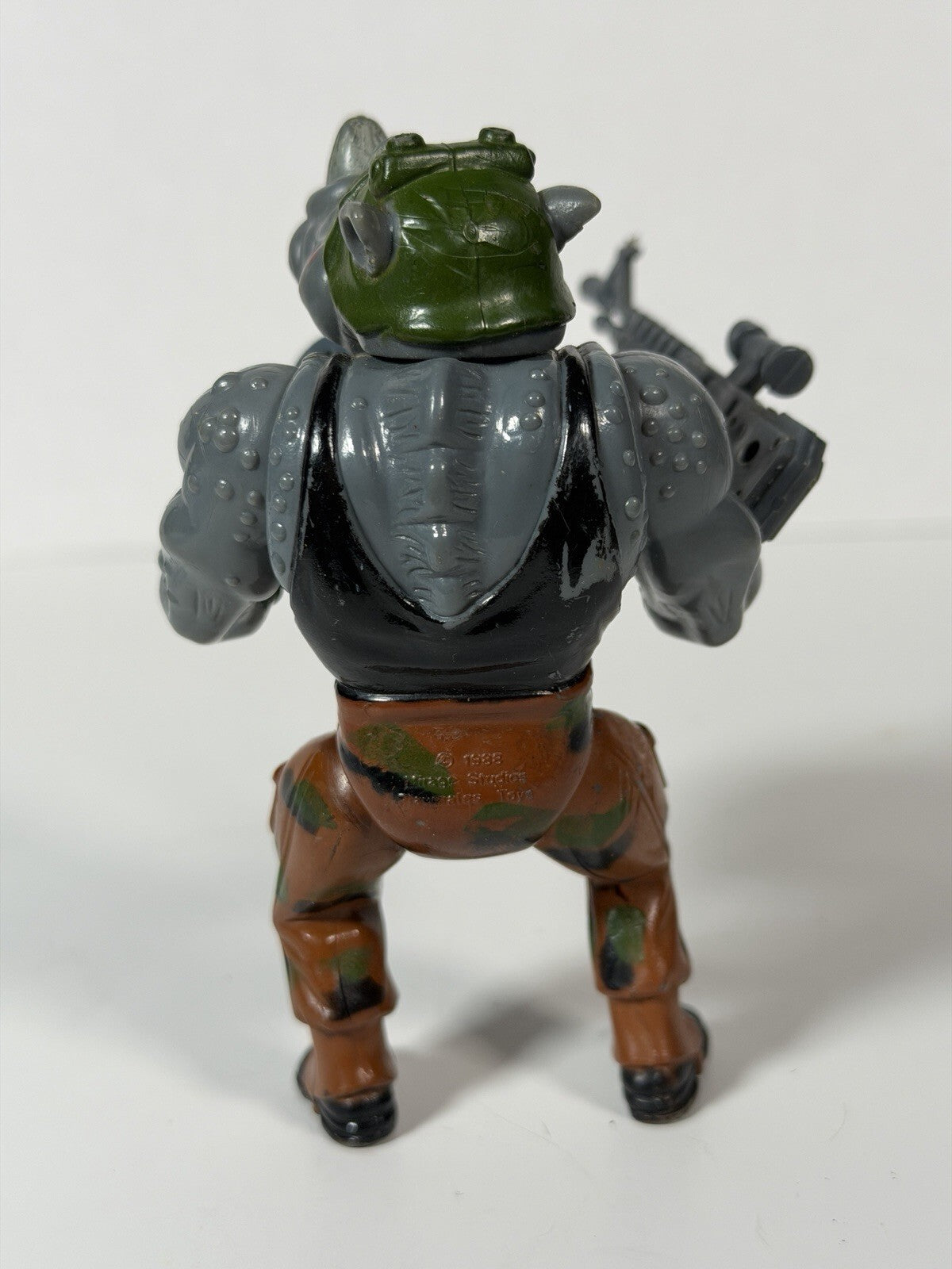 TMNT Rocksteady Figure with Gun & Shield Vintage 1988 Playmates