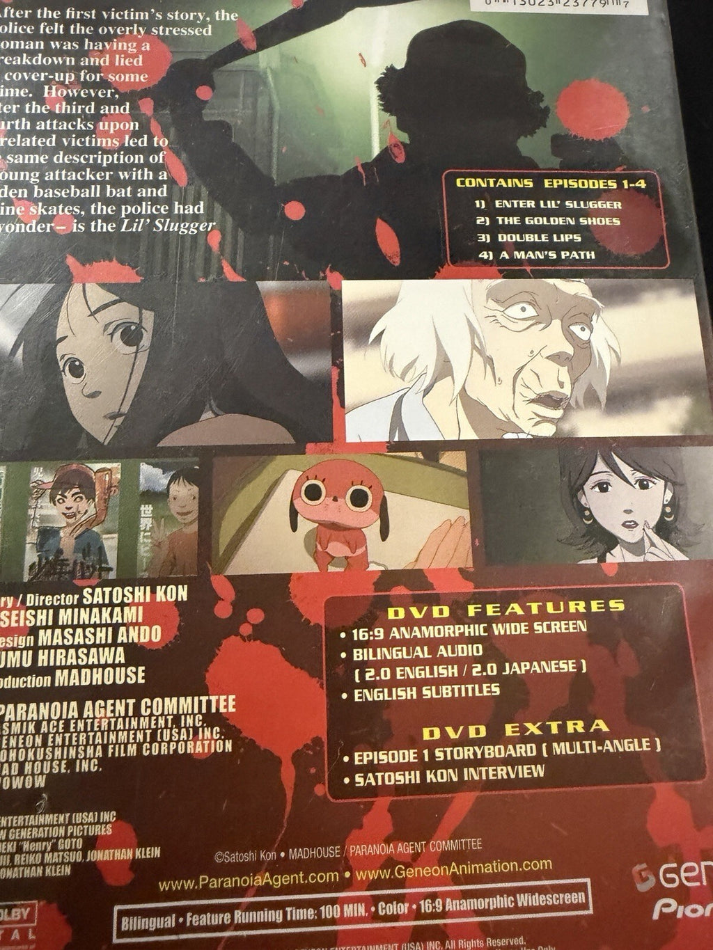 Paranoia Agent Vol 1: Enter Lil' Slugger (Anime DVD, 2004) Satoshi Kon’s Manga