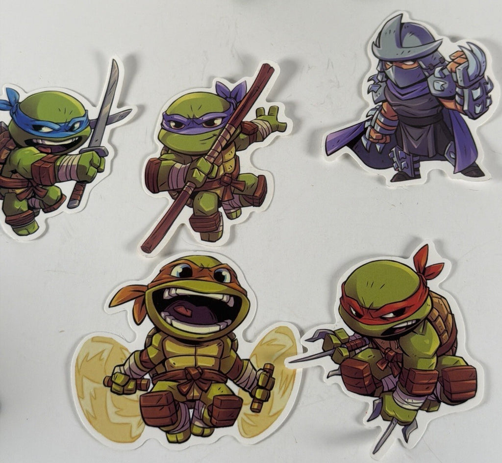 TMNT X STICKER LOT OF 5 STICKERS X 3X2 INCH STICKERS X VYNIL DIE CUT HIGH GLOSS