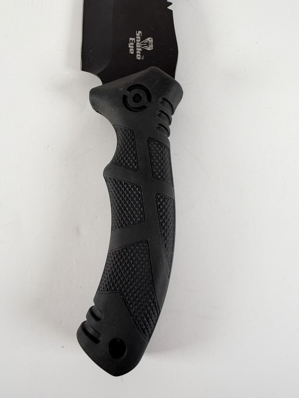Fixed Blade Survival Knife Clip Point Combo Edge Serrated Spine Black…Snake Eye