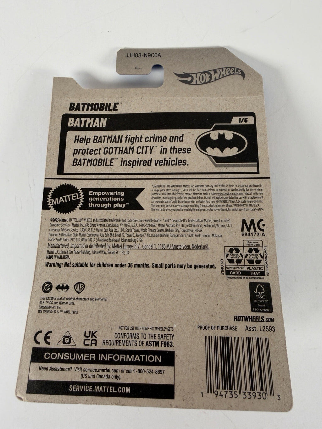 Hot Wheels BATMAN 1/5 Batmobile 4/250