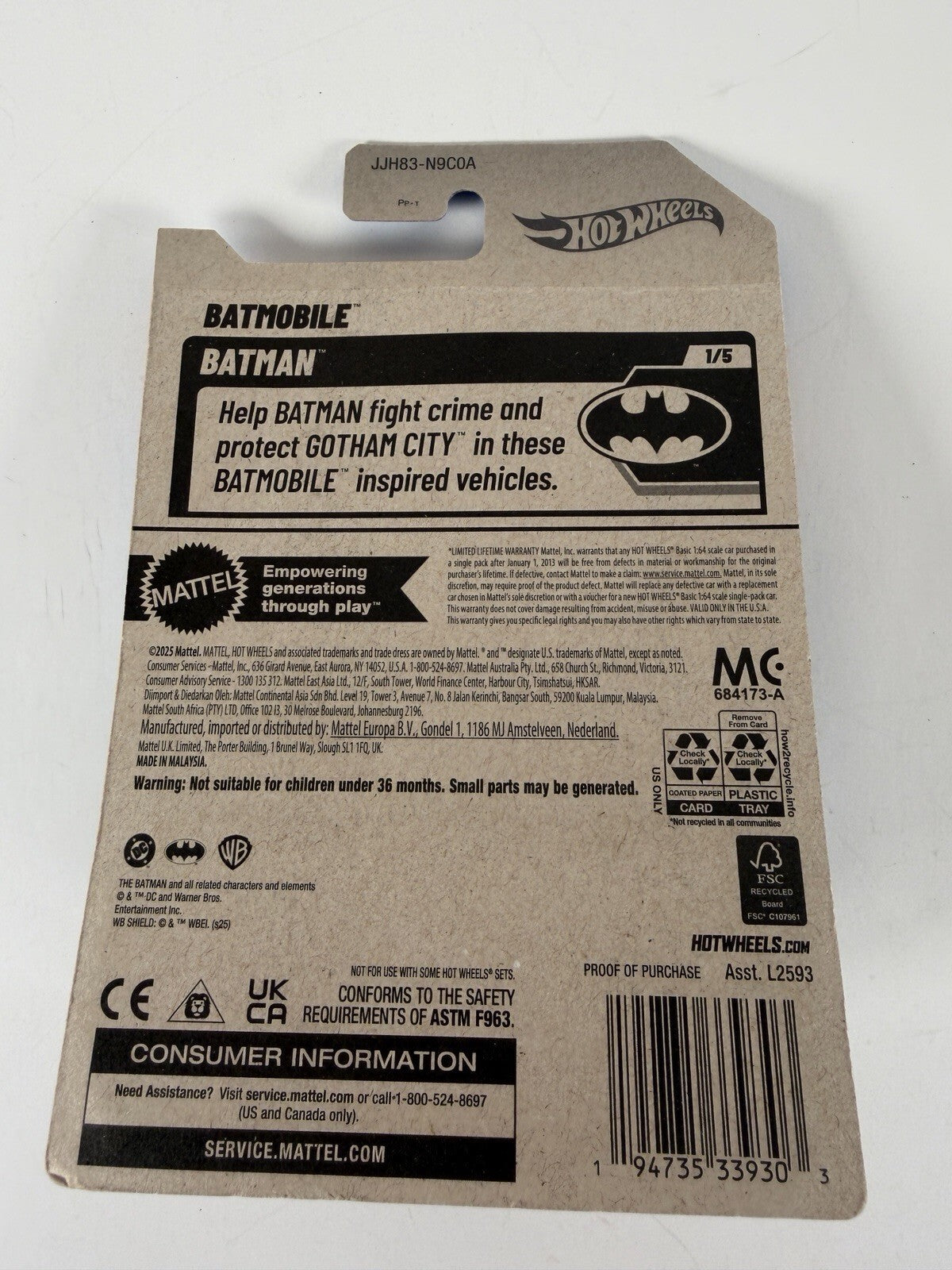 Hot Wheels BATMAN 1/5 Batmobile 4/250