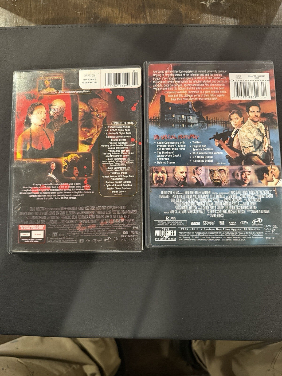 House Of The Dead 1 & 2 DVD Bundle Lot - Region 1 - 2 Disc With Booklets