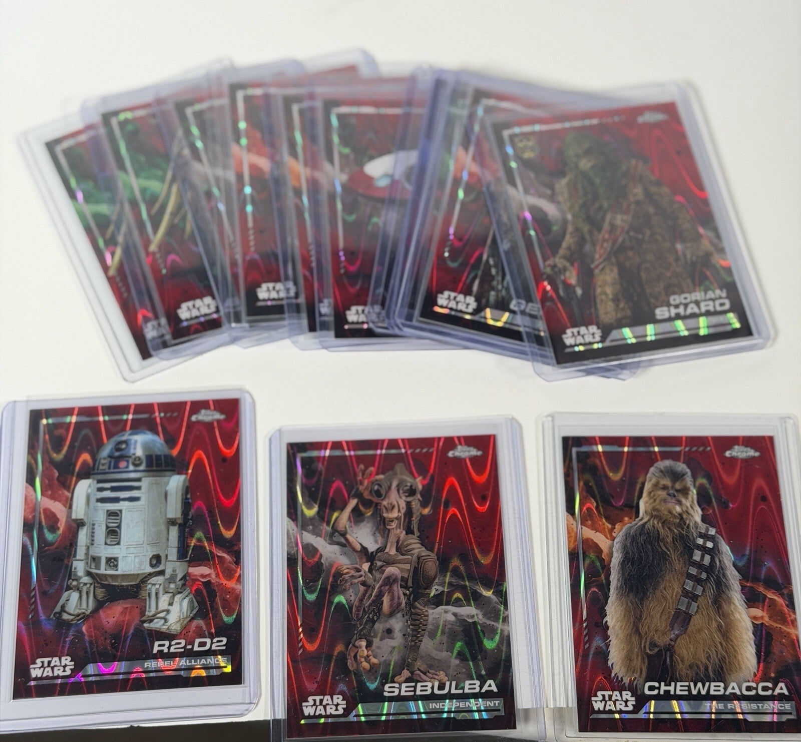 2024 Topps Chrome-Star Wars-Red Refractor- 14 Card Lot Pictured- R2d2, Chewbacca
