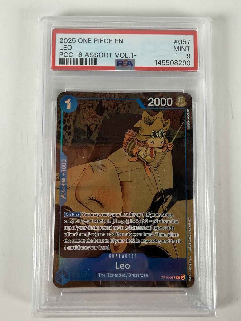2025 ONE PIECE OP10-057 PREMIUM CARD COLLECTION VOL 1 LEO PROMO PSA 9