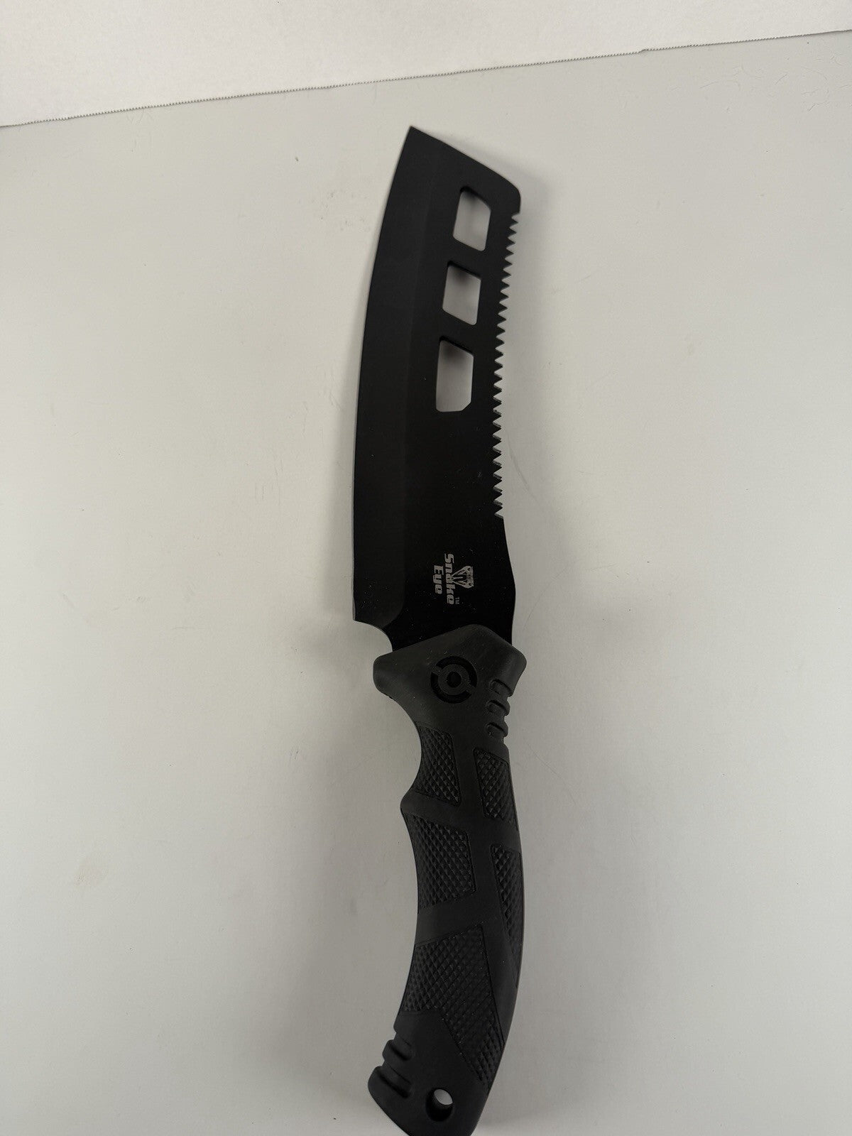 Fixed Blade Survival Knife Clip Point Combo Edge Serrated Spine Black…Snake Eye