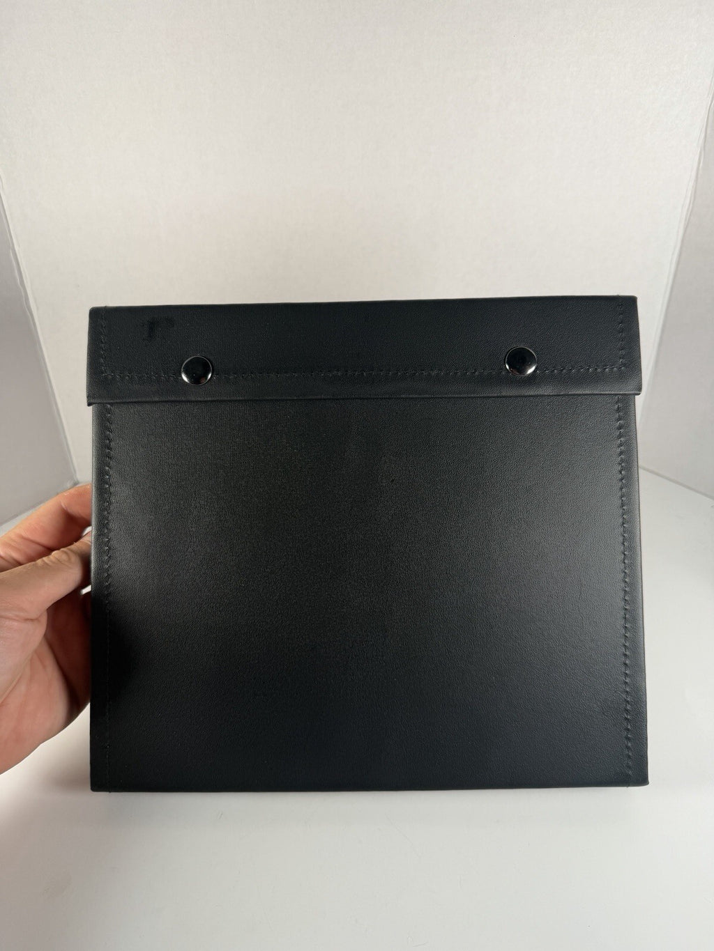 Black Faux Leather Collectible knife book holder with elastic loops