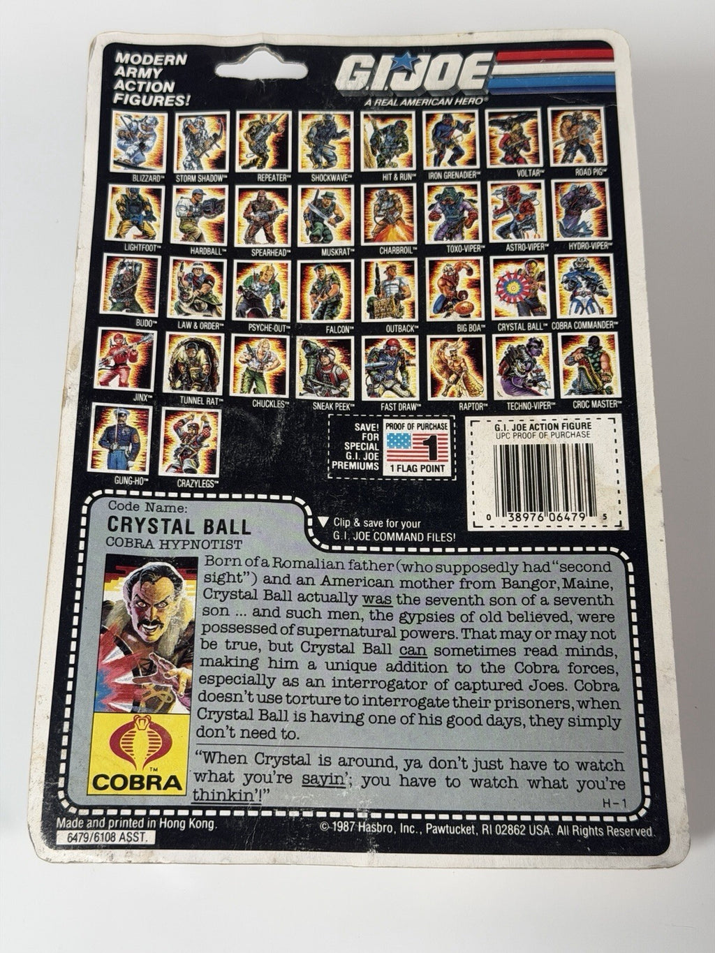Hasbro G.I. Joe 1987 Crystal Ball Figure Fridge Sticker New On Card